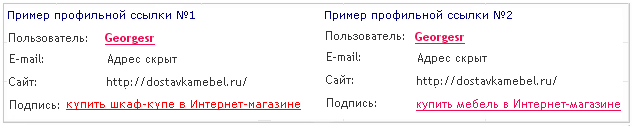 Пример профильной ссылки